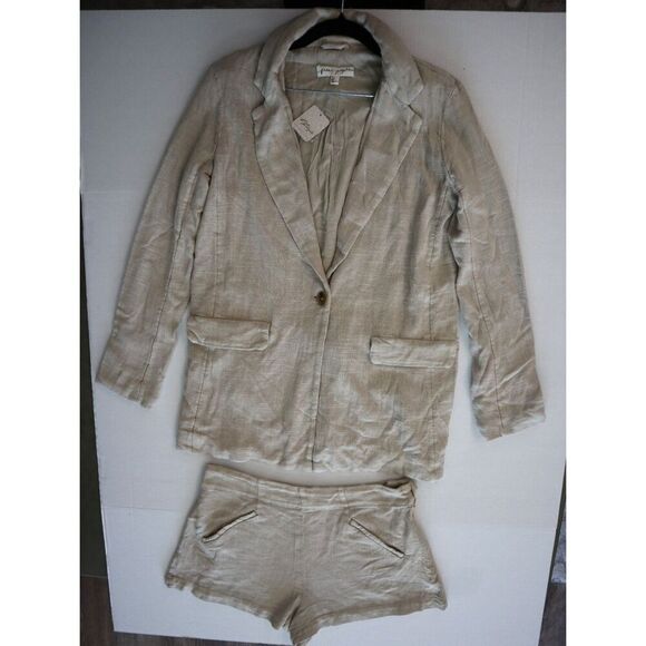 Free People OB1546322 Women's Sz 0 Stone/Beige If You Try Short Suit Set - Picture 3 of 16
